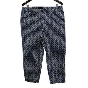 Talbots Pants Womens 12W Navy Blue The Perfect Crop Elastic Waist Ankle Preppy